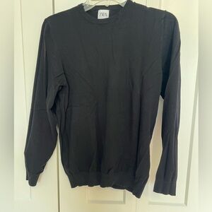 Zara Men's Classic Black Crewneck Sweater